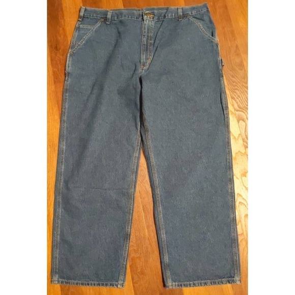 Carhartt Original Dungaree Fit Denim Carpenter Jeans Mens 42 x 30 Dark Wash - Picture 1 of 4